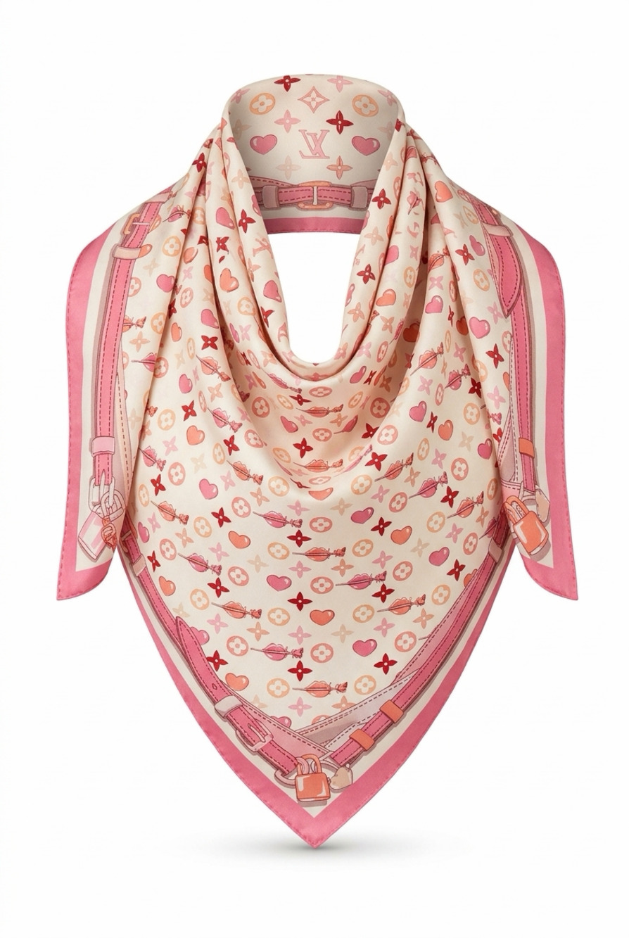 Molier.Lu 100% Silk Monogram Print Scarf
